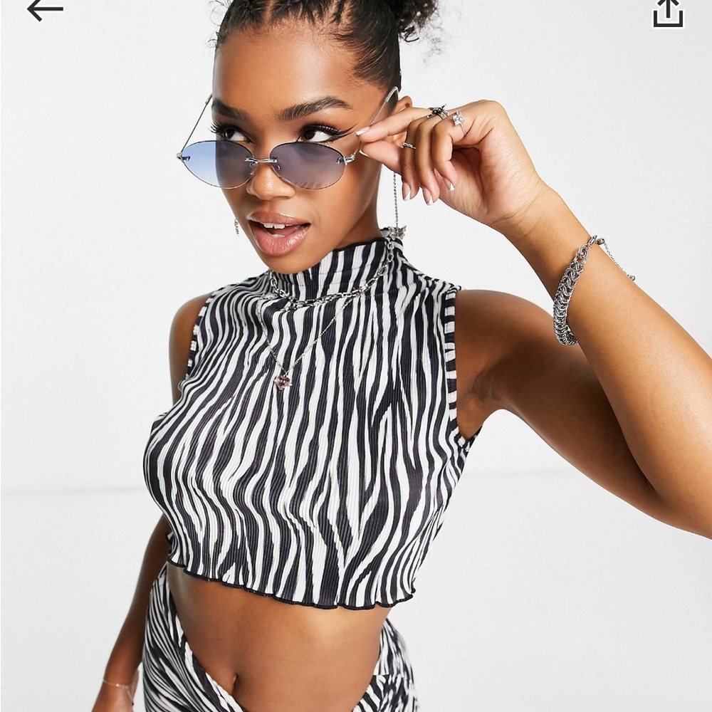 Plisse zebra print top - Brand new, never worn.